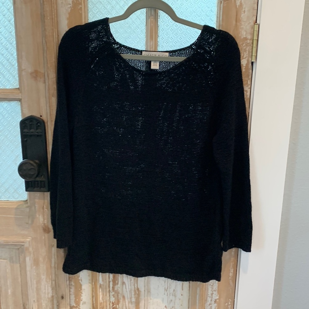 Chaus & Co, Women, Black Sweater, Light Weight, Size M